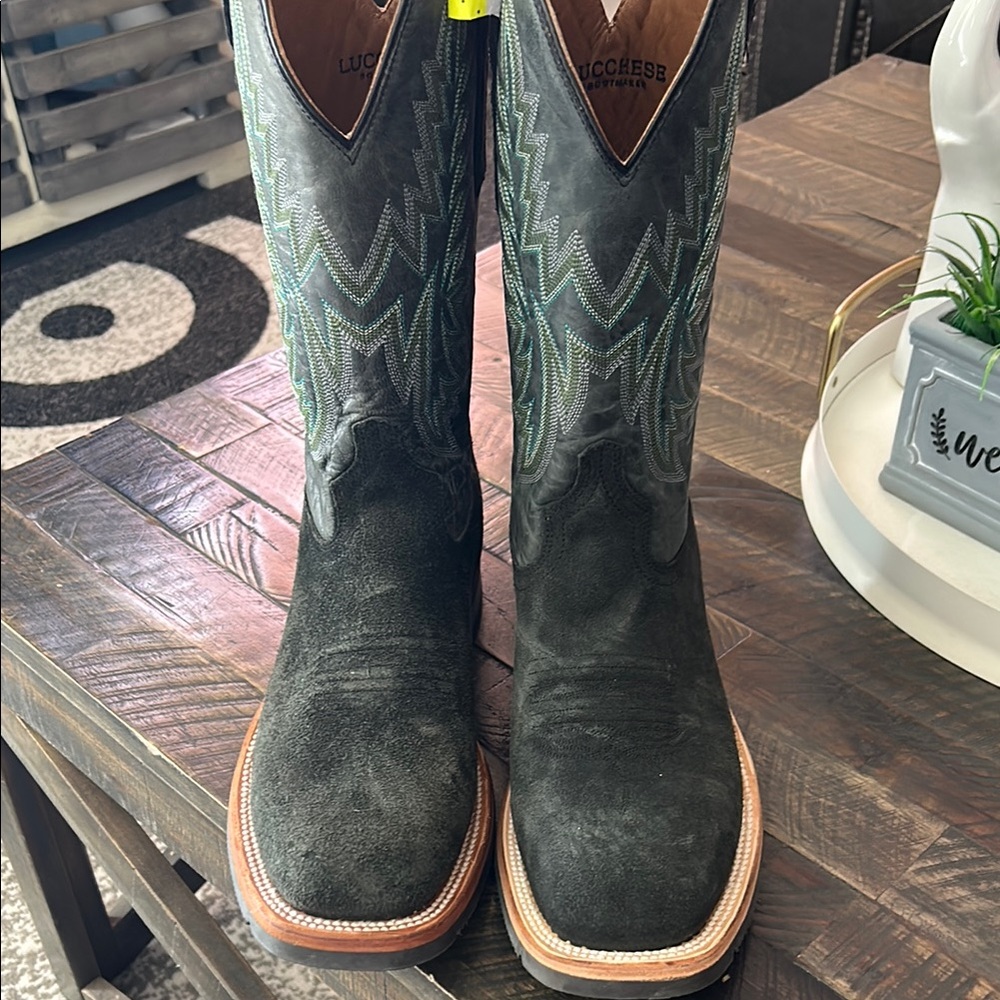 Lucchese Dark Leather Western Boots